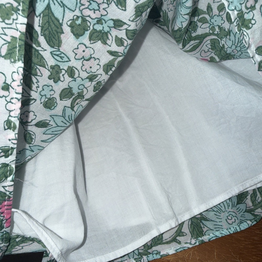 Talbots Petite Primrose Green Pink Floral Cotton Voile Fit Flare Dress Size 8P - Picture 9 of 10
